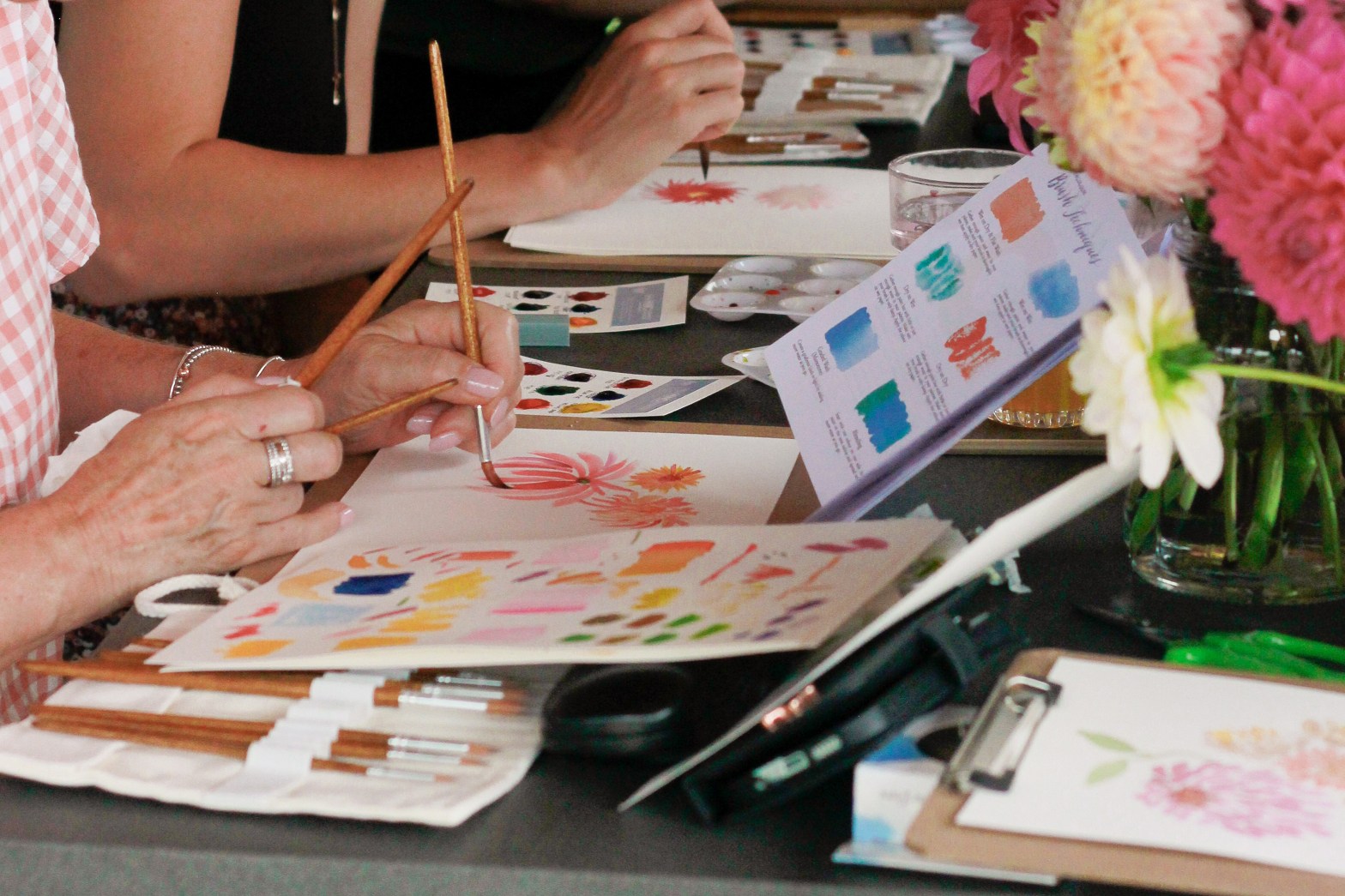 Gizelle Faye Creative Studio in collaboration with The Dahlia Patch hosted a Watercolour Basics and Painting Loose Florals Workshop with a guided Dahlia Harvest in the Southern Highlands